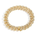 12mm rose gold Cuban link chain necklace with four rows of brilliant zircon stones - 7inch Bracelet (Length 18cm) / Gold