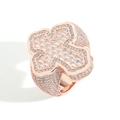 Anello hip hop in oro rosa con croce e zirconi cubici a taglio baguette e tondo - Oro Rosa (BESJZ112)