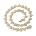 Collana hip hop con maglie a cuore dorate da 10mm e micro pavé di zirconi cubici - Stile Cuore Micro Pavé / Bracciale da 7 pollici (circa 18 cm) / Oro
