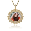 Collana con ciondolo a girasole dorato personalizzato con zirconi e catena corda - Catena a Corda in Acciaio Inossidabile da 3mm*24inch / Oro