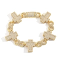 Bracciale hip hop dorato con croci e simboli infinito con pavé di zirconi - Tipo standard / Oro