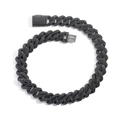 Collar de cadena cubana negra estilo hip hop con piedras de circonia negra brillante - Pulsera 7 Pulgadas (Longitud 18cm) / Negro (Ancho 20mm)