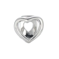 Polished silver heart hollow grillz cap with a high-shine mirror finish and dual-layer design - Silver