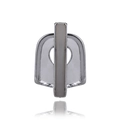 Grillz per dente singolo in argento lucido con barra verticale e design a U stile hip hop - Canna di Fucile