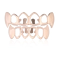 Hip Hop Rosegold Vampir Grillz Set für oben und unten mit hohlem Fangzahn Design - Roségold Set