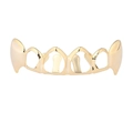 Detail view of gold hollow hip hop grillz with vampire fangs on white background - Gold Top