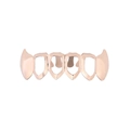 Close-up of hip hop rose gold hollow vampire fang grillz with six tooth combination - Rose Gold Lower Tooth