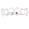 Detailed macro view of silver hollow fangs grillz with polished six-tooth design - Silver Upper Tooth