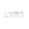 Close-up of hip hop silver plated hollow grillz set with sharp canine teeth for party wear - Silver Lower Tooth