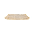 Macro view of gold-plated hip hop grillz with five rows of micro-paved cubic zirconia stones - Gold Bottom