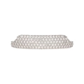 Close-up of hip-hop silver grillz with micro-paved rows of clear cubic zirconia stones - Silver Lower Tooth