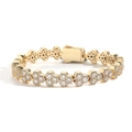 Goldenes herzförmiges Tennisarmband mit Zirkonia-Mikropavé und sicherem Doppelverschluss - Gold / 7-Zoll-Armband (ca. 18 cm)