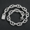 Collana catena infinity 15mm argento con zirconi e chiusura a scatola stile hip hop - Bracciale (circa 18cm) / Argento