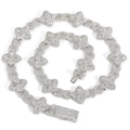 Hip hop silver four-leaf clover necklace and bracelet set with 5A cubic zirconia stones - 18cm Bracelet / Silver