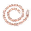 Collana hip hop in oro rosa con maglie infinito tempestate di diamanti e pietre baguette - Collana da 24 pollici / Oro rosa