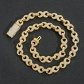 Collana hip hop in oro con maglie a infinito e pietre di zircone bianco scintillante - Bracciale da 7 Pollici / Oro