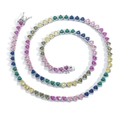 Collana tennis cuore arcobaleno con pietre di zircone colorate e montatura argento - Colorato / Argento / Collana da 20 pollici (circa 51 cm)