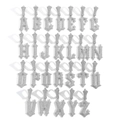 Hip hop Gothic capital 26 A-Z letter pendants set with shimmering micro-paved zircons - Pendant Only (Without Chain) / Silver
