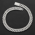 Ανδρικό ασημένιο κολιέ Cuban Link 18mm με λαμπερές πέτρες ζιργκόν σε όλη την επιφάνεια - Βραχιόλι 7 ιντσών (18cm) / Ασημί