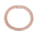 18mm roségoldene Herren-Cuban-Halskette mit Rhombus-Zirkonia und glänzender Oberfläche - Armband (18cm) / Roségold