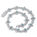 Collana a quadrifoglio hip-hop di lusso con zirconi colorati e pavé di diamanti su catena infinity - Bracciale da 7 Pollici / Argento Colorato