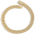 Chaîne cubaine hip hop dorée de 18mm ornée de quatre rangées de pierres de zircone - 7 Pouces (Longueur du Bracelet Env. 18cm) / Or (Largeur 18mm)