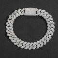 Collana cubana a rombi da 25 mm con sei file di zirconi scintillanti per uomini hip hop - Bracciale da 7 pollici (circa 18 cm) / Argento