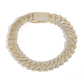 Vue détaillée de la chaîne cubaine de 25mm sertie de 6 rangées de zircons brillants - Chaîne cubaine taillée en diamant / 7 pouces (Bracelet env. 18cm) / Or (25mm de large)