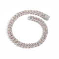 20mm Iced-Out Panzerkette mit zweifarbigen silbernen und roségoldenen Gliedern - 18cm Armband / Roségold Und Silber