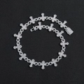 Collier hip hop iced out avec croix en argent et incrustation de zircon brillant - 7 Pouces (18cm) / Argent