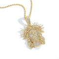 Hip hop Jezus hanger ketting met gouden gedraaide ketting en glanzende zirkonia steentjes - Stijl 2 / 60cm Twist Ketting / Goud