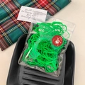 Lichtgroene elastische haarelastiekjes in zakje met kerstthema sticker decoratie - Ongeveer 160 stuks/pak / Groen