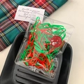 Kerst haarstrikken set met rode en groene elastiekjes in een feestelijke verpakking - Ongeveer 160 stuks/pak / Rood & Groen Gemengd