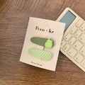 Set of two fabric hair clips with green fruit patch and classic plaid pattern - Green