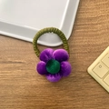 Elastico per capelli con fiore in velluto viola e fascia verde per bambine - Fiore Viola