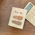 Cute Korean style hair clip set with embroidered bear and classic plaid fabric pattern - Khaki