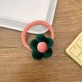 Elastico per capelli rosa con fiore in velluto a coste verde scuro per bambini - Fiore Verde