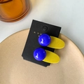 Pinza para el pelo minimalista en azul y amarillo sobre tarjeta con acabado brillante - Azul oscuro