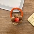 Elastico per capelli arancione con un fiore in velluto marrone vintage per bimbe - Fiore Marrone
