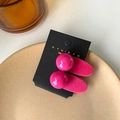 Set of two candy pink glossy ball hair clips on a black brand display card - Rose Red