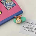 Cartoon girl hair clip with big eyes and mint green wings, cute mini resin BB clip - Emerald Green