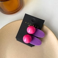 Pink candy bean duckbill hair clips set on a black display card for Korean style styling - Purple