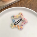 Barrette en forme d'étoile enveloppée de fil de laine coloré rose et jaune vif - Étoile-Multicolore