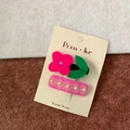 Pink floral felt hairpin and lace pearl hair clip set on display card for girls - Flower and Artificial Pearl