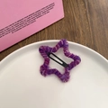 Süße sternförmige Plüsch-Haarspange mit lila und rosa Textur und Metall-Druckknopf - Lila