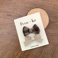 Lot de deux barrettes à nœuds en tissu à carreaux marron et texture gaufrée beige - Ensemble De Pinces À Nœud Écossais