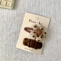 Lot de deux barrettes marron pour filles avec motifs floraux et pois élégants - Pois Floral Clair