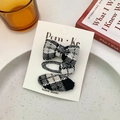 Ensemble de trois barrettes à motif pied-de-poule noir et blanc sur carte support - Ensemble Pinces Nœud / Noir & Blanc
