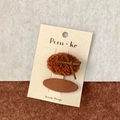 Set di fermagli per capelli con fiocco marrone e mollette ovali in tessuto - Stile Ovale in Peluche E Ovale