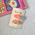Pink and floral fabric bow hair clip set with sequins on a Korean display card - Mesh Bow And Floral Square Clip